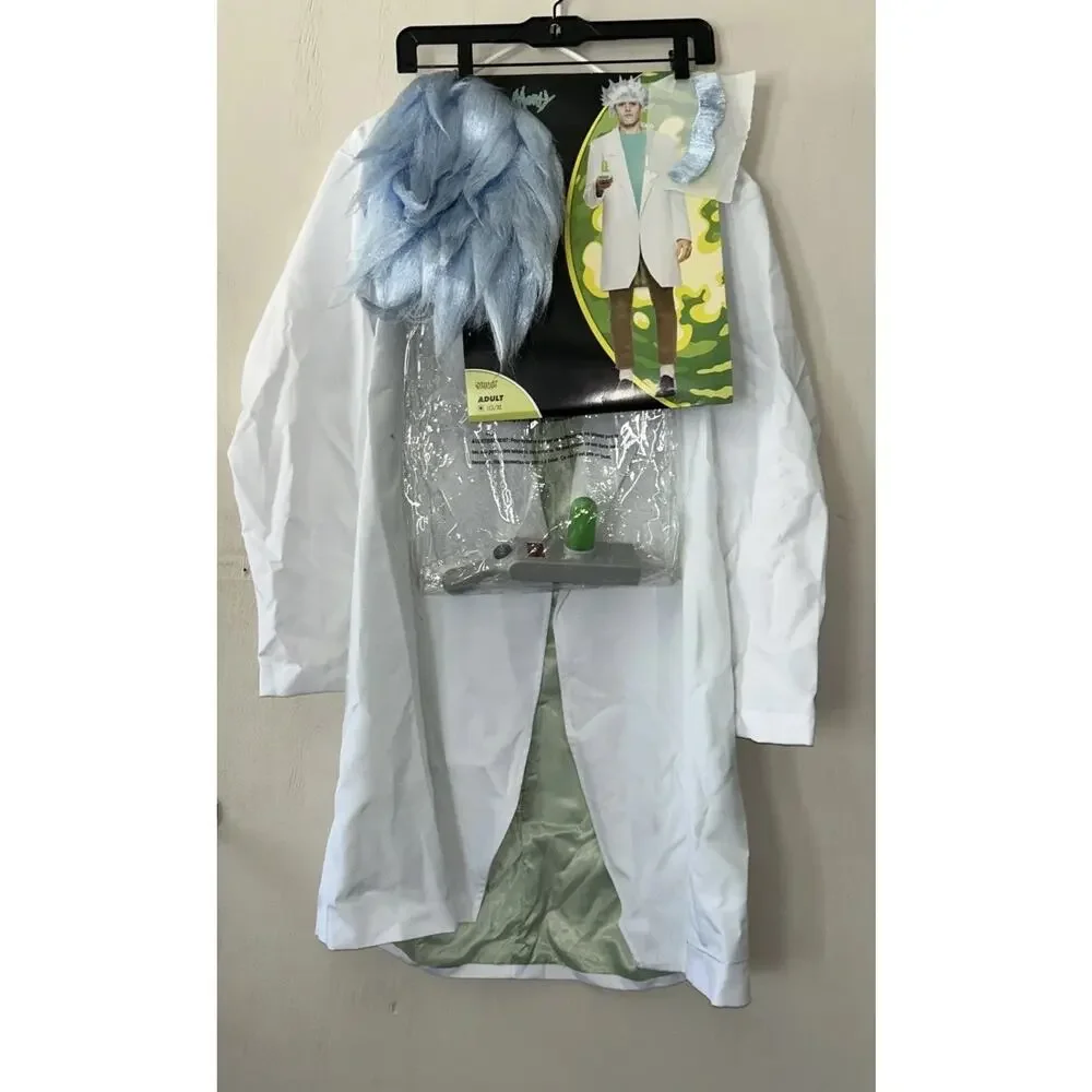 Rick and Morty Rick Sanchez costume Adult LG/XL Halloween Coat Wig Spirit Brand